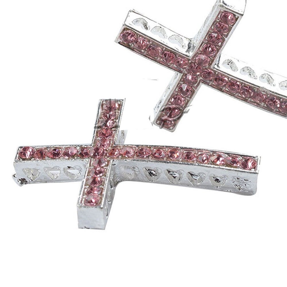 7017 20pcs Cross Sideway Metal Connector Bead DIY Shamballa Bracelet White